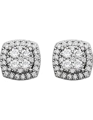 14K White Gold Diamond Halo-Style Earrings -- LIFETIME WARRANTY