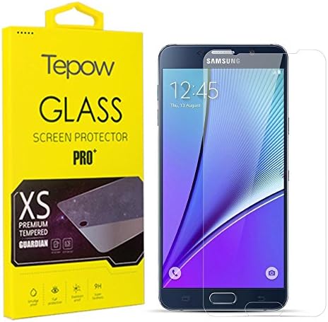 Tepow 9H Hardness HD Clarity Rounded Edges Scratch-free Bubble-free Tempered Glass Screen Protector for Samsung Galaxy Note 5