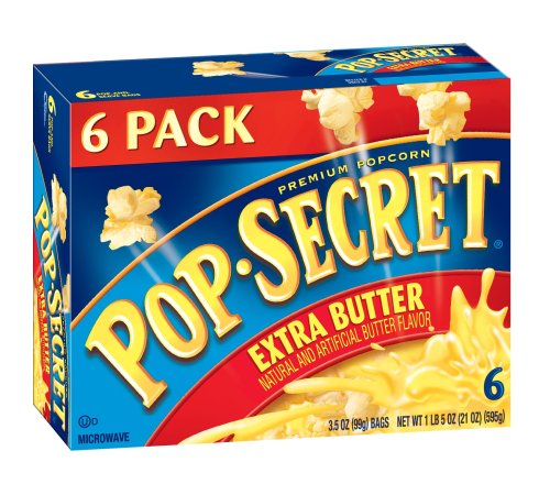 Pop Secret Extra Butter Flavor, Microwaveable, 6-Count, 21-Ounce Box (Pack of 4)