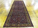 3'6 x 12'10 Navy Blue Persian Hand Knotted Wool Hossainabad Runner Rug