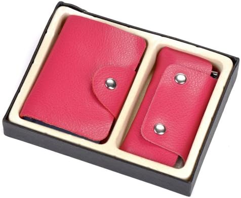 YOURONG Genuine Leather Key Holder Wallet with Open Compartments (Rose Red)