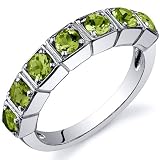 7 Stone 1.75 Carats Peridot Band Ring in Sterling Silver Available in Size 5 thru 9