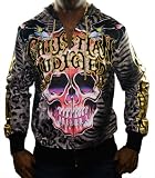 CHRISTIAN AUDIGIER Ed Hardy Panther Platinum Mens Hoodie Hooded Sweatshirt