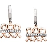 14K Rose and White Gold Diamond Me and My Two Friends Breast Cancer Awareness Earrings