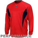 NHL Washington Capitals Long Sleeve Crew Tech Fleece Pullover, Pro Scarlet/Pro Navy, X-Large