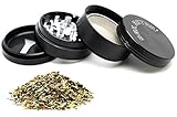 4-piece Weed Grinder By SGK Retail - Premium Anodized Aluminum - Lightweight, Versatile, & Compact - Also an Herb Grinder, Spice Grinder, Tobacco Grinder, & Pollen Catcher 2.2-inch, Large, Black