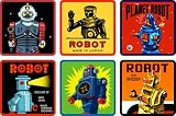 Robot Drink Coasters Set of 6