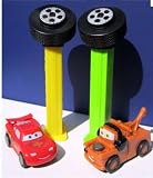 SET OF 2 DISNEY PIXAR CARS MAGNETIC PULL & GO PEZ DISPENSERS, LIGHTNING MCQUEEN & MATER TOW TRUCK