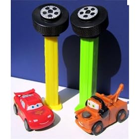 SET OF 2 DISNEY PIXAR CARS MAGNETIC PULL & GO PEZ DISPENSERS, LIGHTNING MCQUEEN & MATER TOW TRUCK by Disney