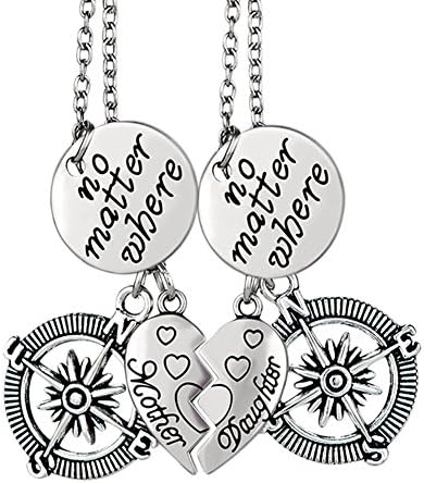 Eloi Jewelry Mother's Day Mother Daughter Necklace Compass No Matter Where Heart Pendant Jewelry Gift
