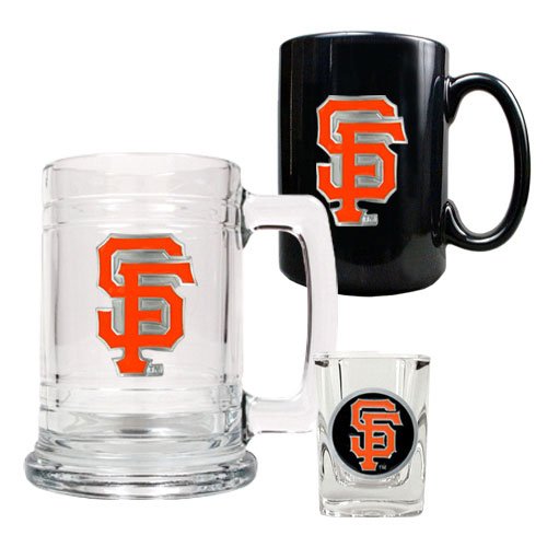 (BSS) - Great American Products - San Francisco Giants MLB 15oz Tankard, 15oz Ceramic Mug & 2oz Shot Glass Set - Primary Logo