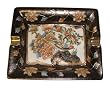 Asian rectangular plate / ashtray, gold filigree with birds and flowers - hand painted porcelain Asian rectangular plate / ashtray, gold filigree with birds and flowers - hand painted porcelain