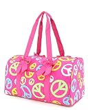 Large Quilted Peace Sign Duffle Bag (Pink/Multi)