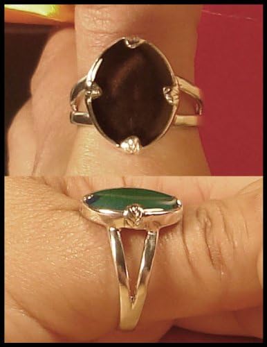 Mood Ring Sterling Silver Large Oval Splitband Leaf Prong Size 8