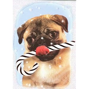 Candy Cane Pug Christmas Cards
