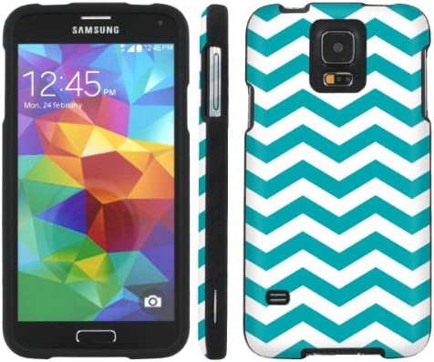 [ManiaGear] [2pc Slim] Design Graphic Image Shell Cover Hard Case (Chevron Teal White) for Samsung Galaxy S5