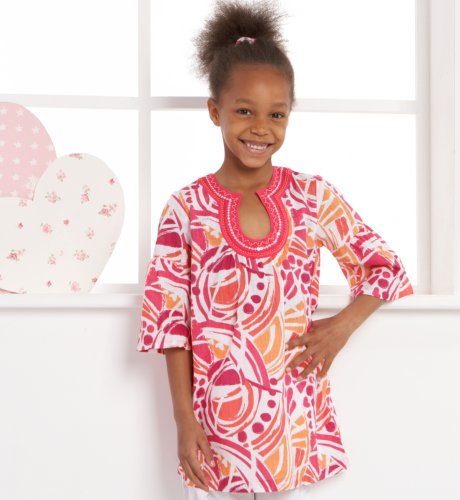 34 Sleeve Swirl Print Embroidered Kaftan