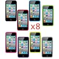 8 Pack Soft Silicone Cases Black, Blue, Yellow, Red, Green, Purple, White, Pink Plus Free Bonus Screen Protector For Apple iPod Touch 4th Generation/Camera Model - 8GB 32GB 64GB - iZKA™ One Stop Shop For All Your Accessory Needs