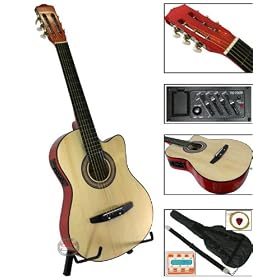 New Natural Electric Acoustic Guitar Cutaway Style W/ Accessories