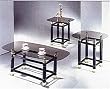 3-Piece Pack 2" Tube Black Finish Horn Coffee/End Table Set we/ Smoky Glass By Acm Furniture