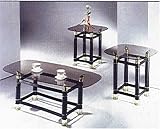3-Piece Pack 2" Tube Black Finish Horn Coffee/End Table Set we/ Smoky Glass By Acm Furniture