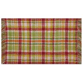 100% Cotton Terry Rug Flamingo Lime Plaid 2 X 3 by Traders and Company