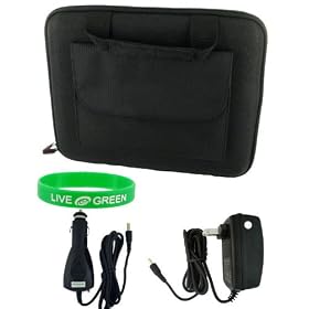 4n1 Combo - ASUS Eee PC 900HA 8.9-Inch Netbook Cube Carrying Case with 12v Car and Wall Charger - Cube Pocket Black