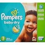 Pampers Baby Dry Diapers Economy Pack Plus, Size 3, 204 Count