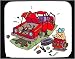 Mouse Pad with mechanic, garage, car, cat, working