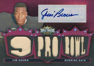 Signed Jim Brown Uniform - 07 Topps Triple Threads 18 - Framed NFL Photos, Plaques and Collages