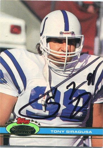 Tony Siragusa Autographed/Signed 1991 Topps Card