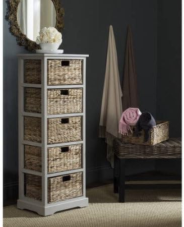 Safavieh Vedette 5 Wicker Basket Storage Tower - Vintage Grey