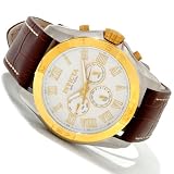 Invicta Men's 10633 Specialty Dual Time White Dial Brown leather Watch