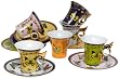 Yedi Houseware Classic Coffee and Tea Butterfly Teacups and Saucers, Set of 6