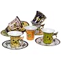 Yedi Houseware Classic Coffee and Tea Butterfly Teacups and Saucers, Set of 6