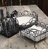 Mesa 3-Piece Picnic Set Black with Copper Finish Plate Napkin Flatware Caddies