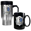 Dallas Mavericks NBA Stainless Steel Travel Mug & Black Ceramic Mug Set - Primary Logo by Great American Products