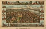 GIANT Wall Sticker of: Panoramic map of historic View of Harrisburg, Penn. Drawn on stone from nature & the daguerreotype by J. T. Williams. Lith. & printed in colors by E. Sachse & Co.
