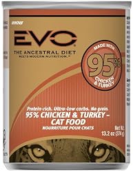 EVO 95% Turkey & Chicken Canned Cat Food - 12x13.2 oz
