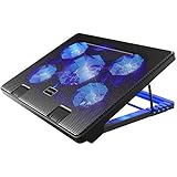 Laptop Cooling Pad, Kootek&reg; 12"-17" Cooler Pad Chill Mat 5 Quiet Fans LED Lights and 2 USB 2.0 Ports Adjustable Stand Height Angle,