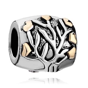 Pugster 22k Golden Heart Family Tree Of Life Love Charm Lover Bead Fit Pandora Chamilia Biagi Charm Lover Bead Bracelet