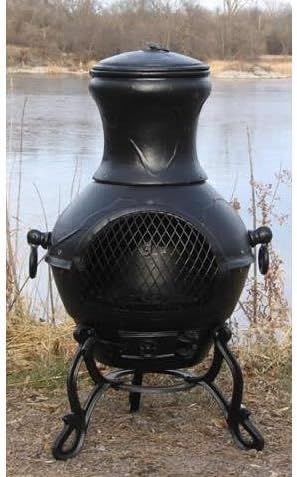 Outdoor Chimenea Fireplace - Etruscan in Charcoal Finish