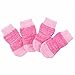 Weixinbuy Pet Puppy Dog Anti-slip Cotton Knit Socks 4pcs/set Rose X-Small