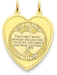 14K Yellow Gold Mizpah Charm