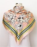 Jacquard Pink Floral Print - Silk Square Scarf 33x 33