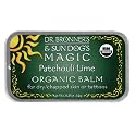 Dr. Bronner's & Sun Dog's Magic Organic Balm for Dry/Chapped Skin or Tattoos, Patchouli Lime, 0.5-Ounce Tins (Pack of 3)
