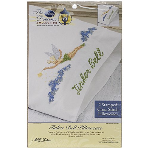 M C G Textiles Disney Dreams Stamped Pillowcase, 20 by 30-Inch, Tinker Bell, 2-Pack