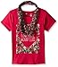 Dream Star Girls' Short Sleeve Screen Tee with Printed Chiffon Scarf