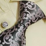 Grey Pattern Designer Ties for Men Purple Paisley Discount Gifts Discount Silk Neck Tie Cufflinks Set 6401