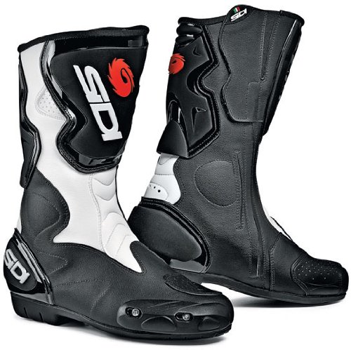 SIDI FUSION MOTORCYCLE RACE SPORTS LEATHER BOOTS - WHITE/BLACK 45/UK 10